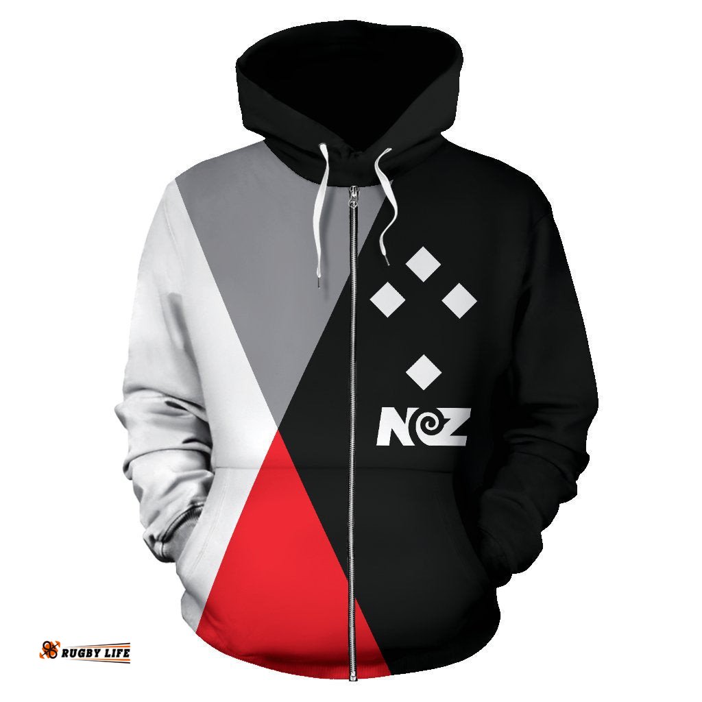 New Zealand Flag Zip Hoodie, Tukutuku Flag Full Zip Hoodie