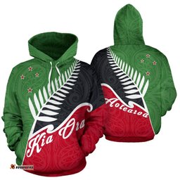 Kia Ora New Zealand With Silver Fern Hoodie Green
