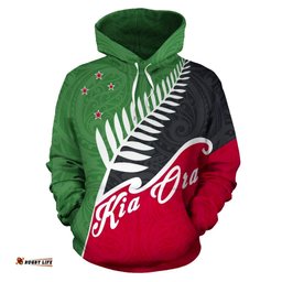 Kia Ora New Zealand With Silver Fern Hoodie Green