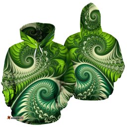 New Zealand Hoodie, Koru Fern Pullover Hoodie Abstract Style