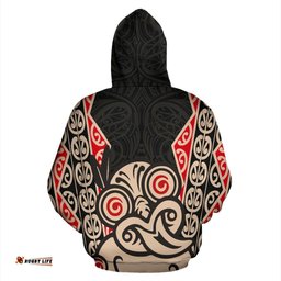 Hei Tiki With Maori Pattern Hoodie Black