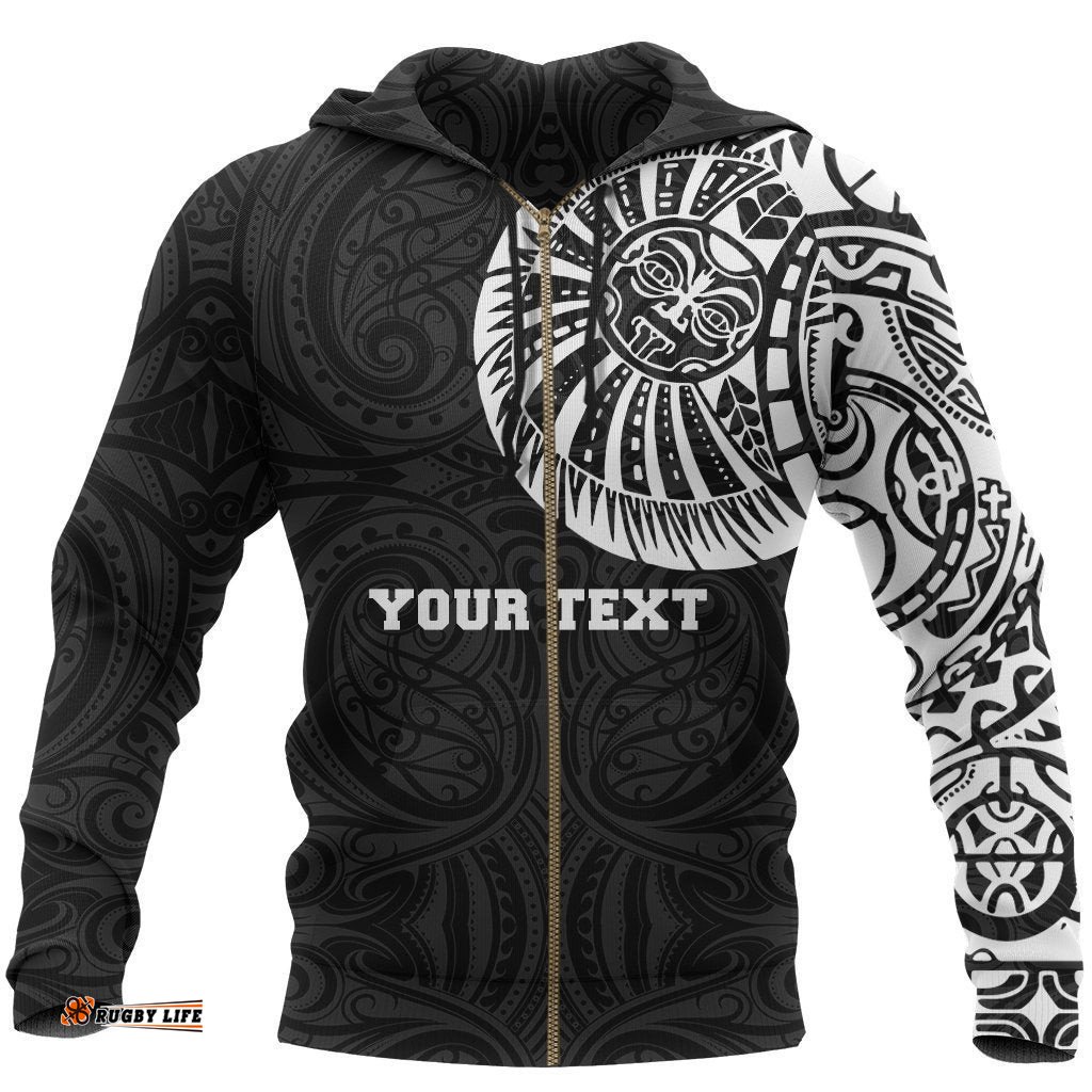 Maori Zip Hoodie, Maori Warrior Tattoo Full Zip Hoodie White Customized