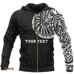 Maori Zip Hoodie, Maori Warrior Tattoo Full Zip Hoodie White Customized
