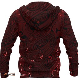 New Zealand Zip Up Hoodie, Maori Gods Zipper Hoodie, Tumatauenga God Of War Red K4 Merchize