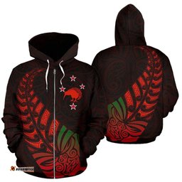 Maori Face Fern Zip Hoodie