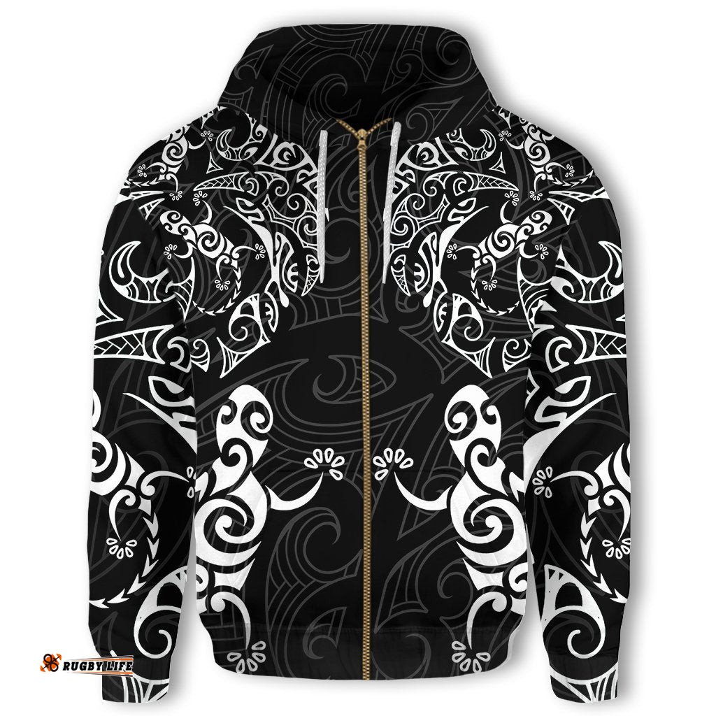 New Zealand Maori Hoodie, Lizard Tattoo Zip Up Hoodie