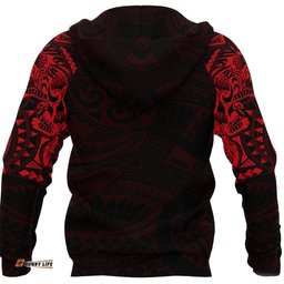 New Zealand Hoodie, Maori Tattoo Wolf Dragon Pullover Hoodie Red