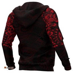 New Zealand Hoodie, Maori Tattoo Wolf Dragon Pullover Hoodie Red