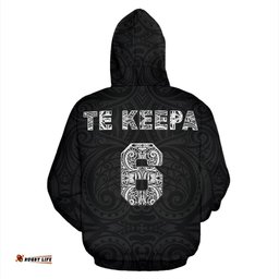 Rugby Haka Fern Hoodie Black Te Keepa Number 6