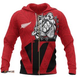 New Zealand Bulldog Zip Hoodie, Maori Bulldog Full Zip Hoodie
