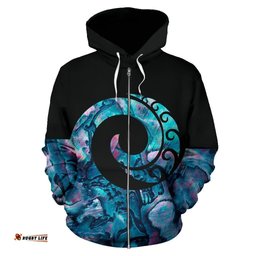 Paua Shell Koru New Zealand Zip Hoodie