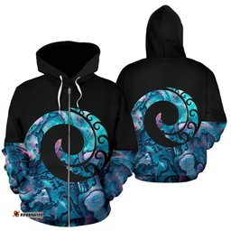 Paua Shell Koru New Zealand Zip Hoodie