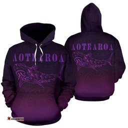 Maori Shark Aotearoa Hoodie Purple