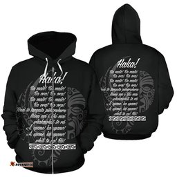Haka Zip Up Hoodie Maori Moko