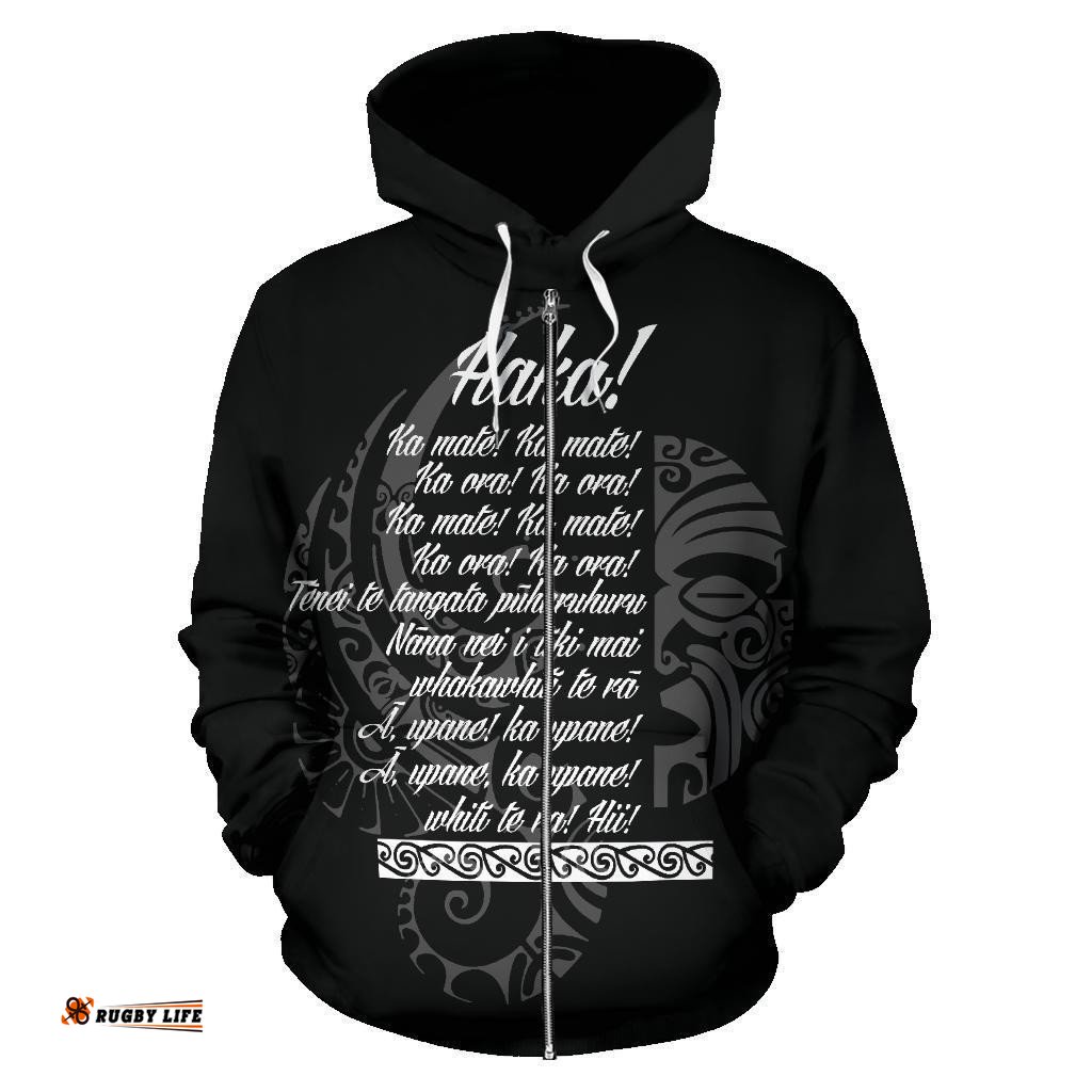 Haka Zip Up Hoodie Maori Moko