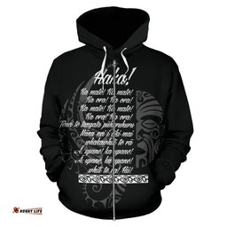 Haka Zip Up Hoodie Maori Moko