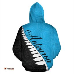 Aotearoa Silver Fern Zip Hoodie Aqua Custom Style Unlimited