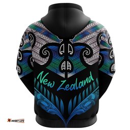 Aotearoa Zip Hoodie Silver Fern Tangaroa