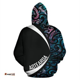 Aotearoa Maori Dolphin Zip Hoodie, Koru Aihe Paua Shell Full Zip Hoodie