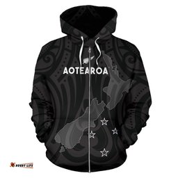 New Zealand Aoteroa Maori Zip Up Hoodie