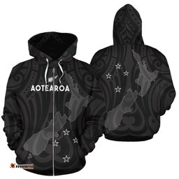 New Zealand Aoteroa Maori Zip Up Hoodie