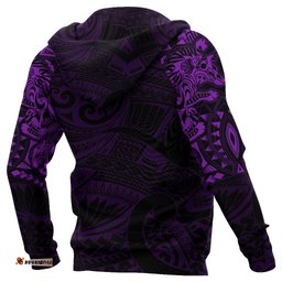 New Zealand Zip Up Hoodie, Maori Tattoo Wolf Dragon Zipper Hoodie Purple