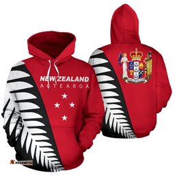 New Zealand Aotearoa Silver Fern Hoodie Red