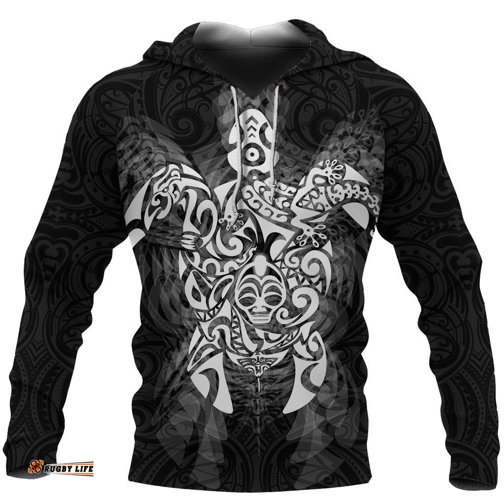 New Zealand Maori Hoodie, Wairua Tattoo Turtle Pullover Hoodie White