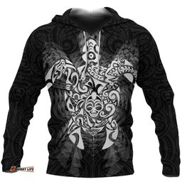 New Zealand Maori Hoodie, Wairua Tattoo Turtle Pullover Hoodie White