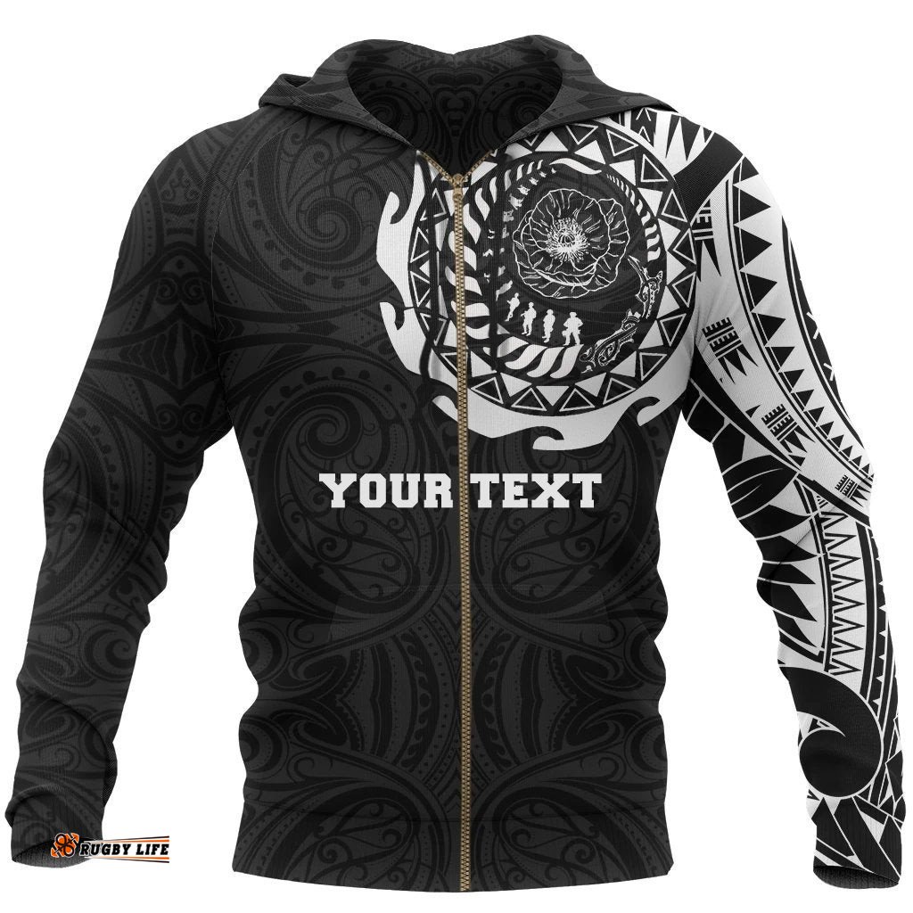 New Zealand ANZAC Zip Hoodie, Lest We Forget Maori Tattoo Full Zip Hoodie Customized