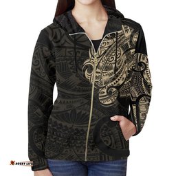 Maori Tattoo Hoodie, New Zealand Zip Up Hoodie