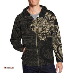Maori Tattoo Hoodie, New Zealand Zip Up Hoodie