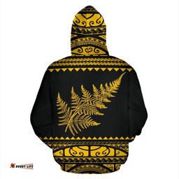 New Zealand Maori Hoodie, Aotearoa Silver Fern Pullover Hoodie Yellow