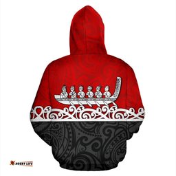New Zealand Hoodie, Maori Waka Pullover Hoodie Red
