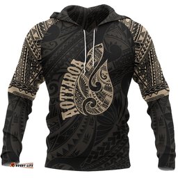 Hei Matau Maori Tattoo All Over Hoodie Gold