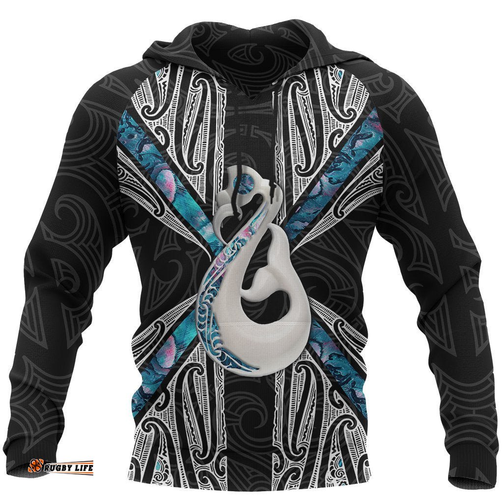 Maori Moko Tattoo Hoodie, Manaia Paua Shell Pullover Hoodie