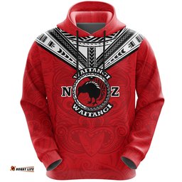 New Zealand Maori Hoodie Waitangi Day Red