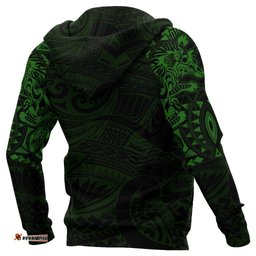 New Zealand Hoodie, Maori Tattoo Wolf Dragon Pullover Hoodie Green