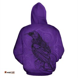 New Zealand Tui Bird Zip Up Hoodie Drawing Purple