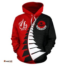 Lest We Forget New Zealand Hoodie with Red