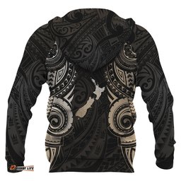 Maori Tattoo Zip Hoodie, New Zealand Aotearoa Pullover Hoodie