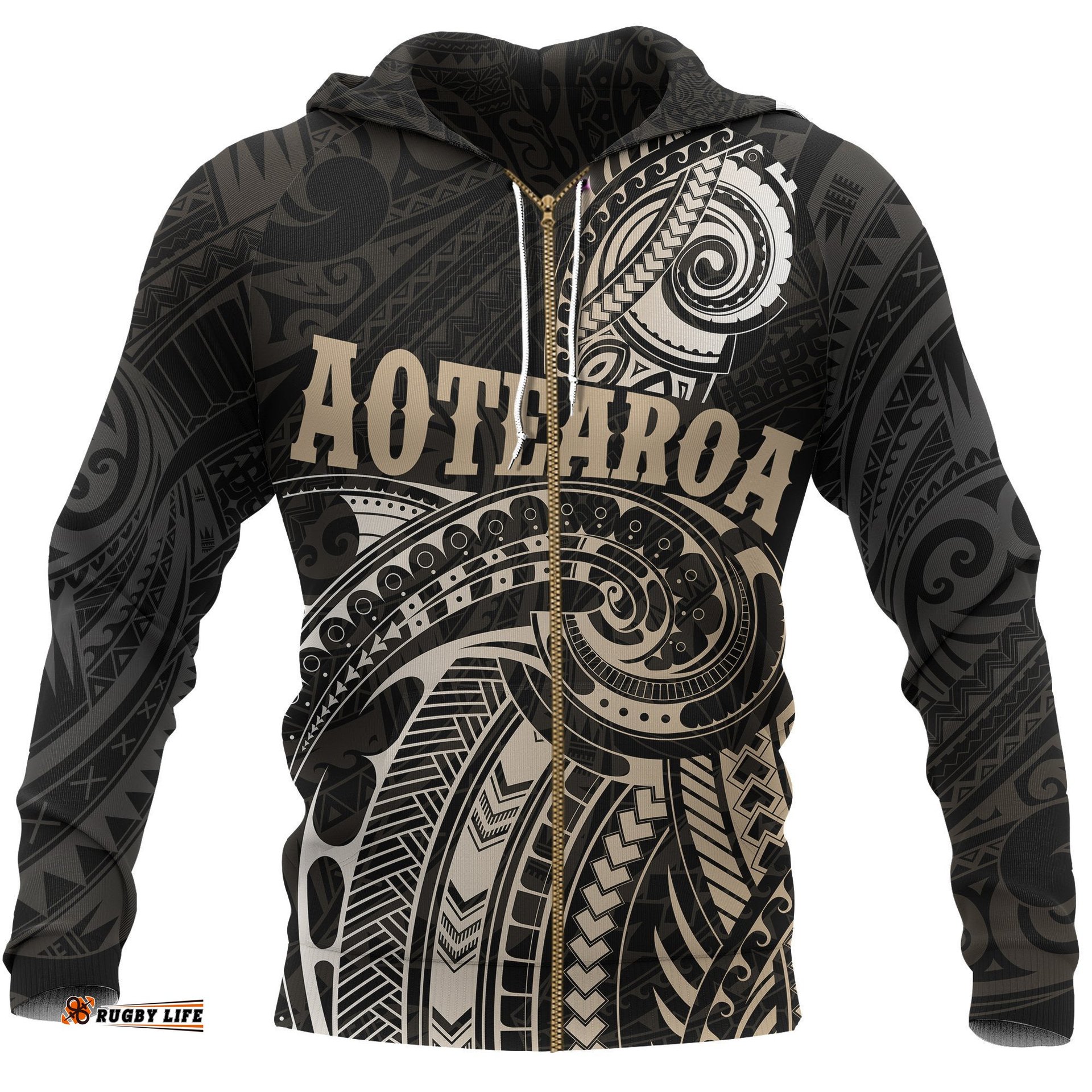 Maori Tattoo Zip Hoodie, New Zealand Aotearoa Pullover Hoodie