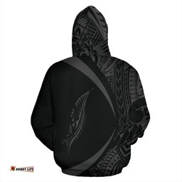 New Zealand Silver Fern Zip Hoodie Maori Tattoo Circle Style