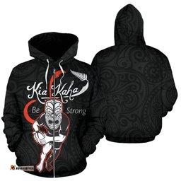 Rugby Kia Kaha Be Strong New Zealand Zip Up Hoodie Black Version 2
