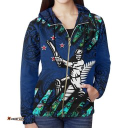 New Zealand Zip Hoodie Cricket Paua Shell
