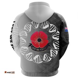 Lest We Forget New Zealand Zip Hoodie Dna