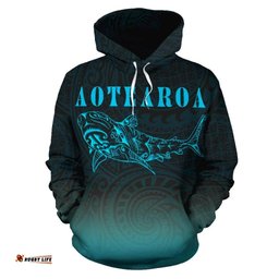 Maori Shark Aotearoa Hoodie Blue