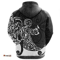 New Zealand Maori Tangaroa Tattoo Hoodie White