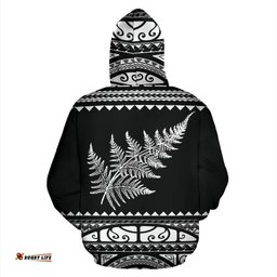 New Zealand Maori Hoodie, Aotearoa Silver Fern Pullover Hoodie White Customized