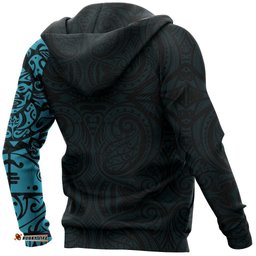 Maori Tangaroa Tattoo Zip Hoodie Customized Blue